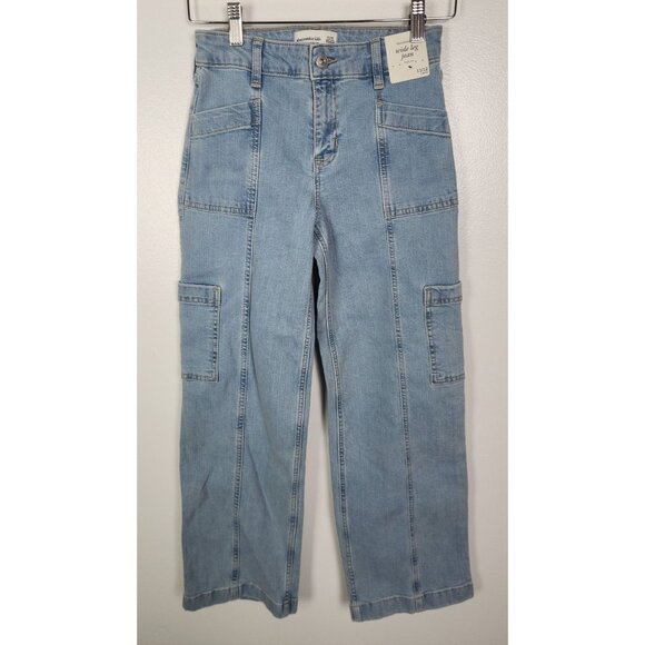 Abercrombie Kids Girls Sz. 11/12 High Rise Wide Leg Cargo Jeans NWT - Picture 1 of 4
